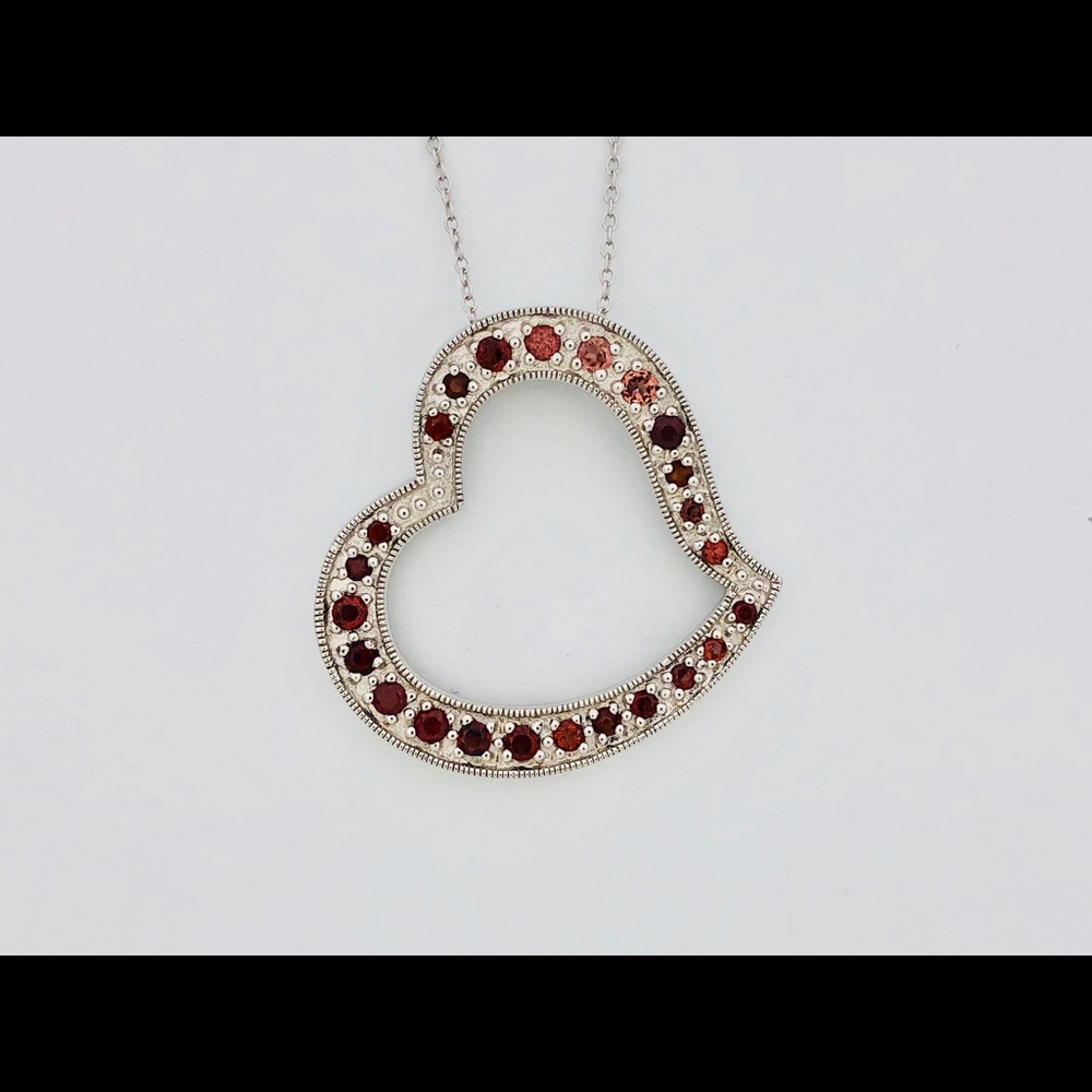 Natural Garnet Heart Pendant